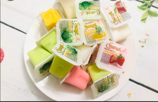 thạch sữa chua hủ  lớn gói 100gr ( chia lẽ từ gói 500gr)