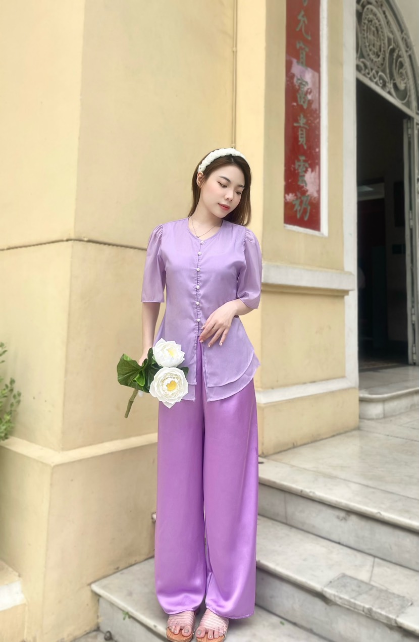 [ Đồ lam đi chùa] Mẫu chất voan 2 lớp V1