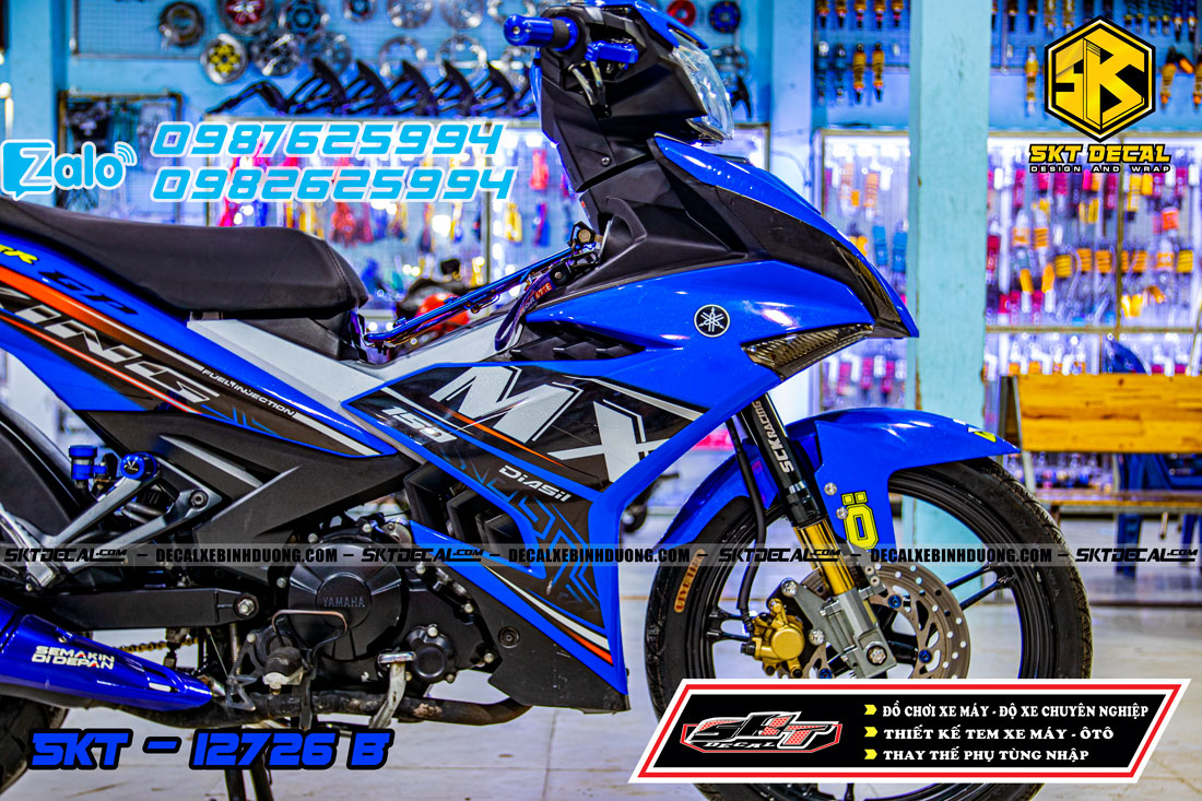 tem trùm exciter 150 xanh đen trắng mxking