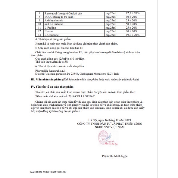Thực phẩm bảo vệ sức khỏe COLLAGENAT NO-AGE (Collagen nước Collagenat No-age Drink chống lão hóa, làm sáng da chuẩn Châu Âu)