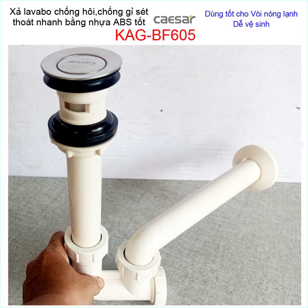 [HCM]Khuyến mãi đặc biệt Bộ xả lavabo Caesar  KAG-BF605, Xả đầu nhấn inox ống thải nhựa cho chậu rửa mặt sứ, bộ xả chậu rửa mặt nhưa tốt cao cấp