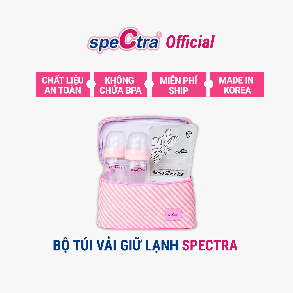 Bộ Túi Giữ Lạnh Sữa Spectra - Hàng Chính Hãng (Kèm 01 Túi Đá Khô Và 02 Bình Trữ Sữa)