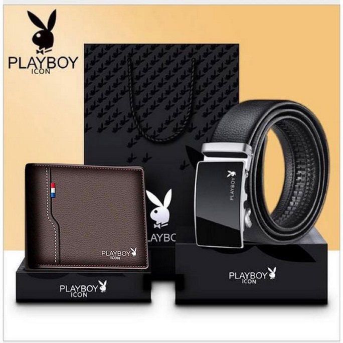 Bộ quà tặng ví + thắt lưng PLAYBOY cao cấp - túi hộp như hình phù hợp làm quà tặng