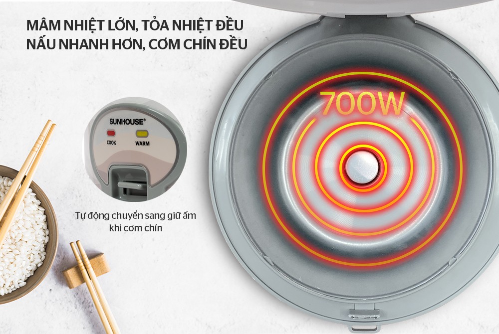 Nồi cơm điện 1.8L SUNHOUSE SHD8602