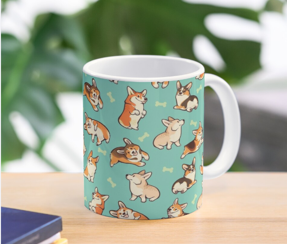 Cốc sứ cao cấp tiện dụng in hình chú chó Corgi ngộ nghĩnh đáng yêu