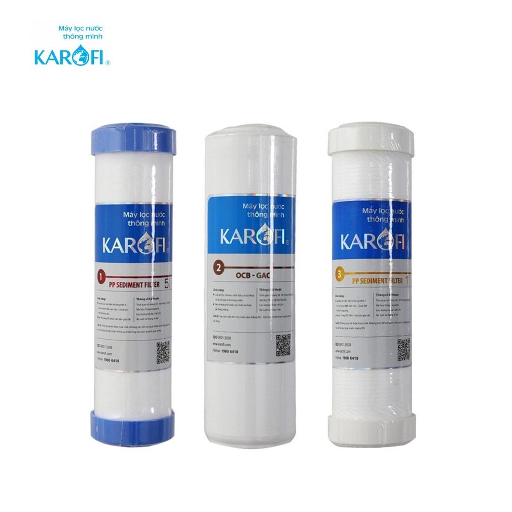 Bộ 3 lõi lọc thô Karofi số 1,2,3