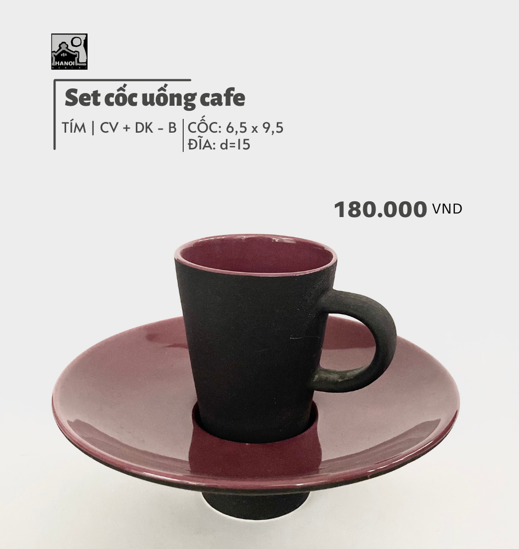 Bộ cốc uống trà / cafe gốm 4 màu