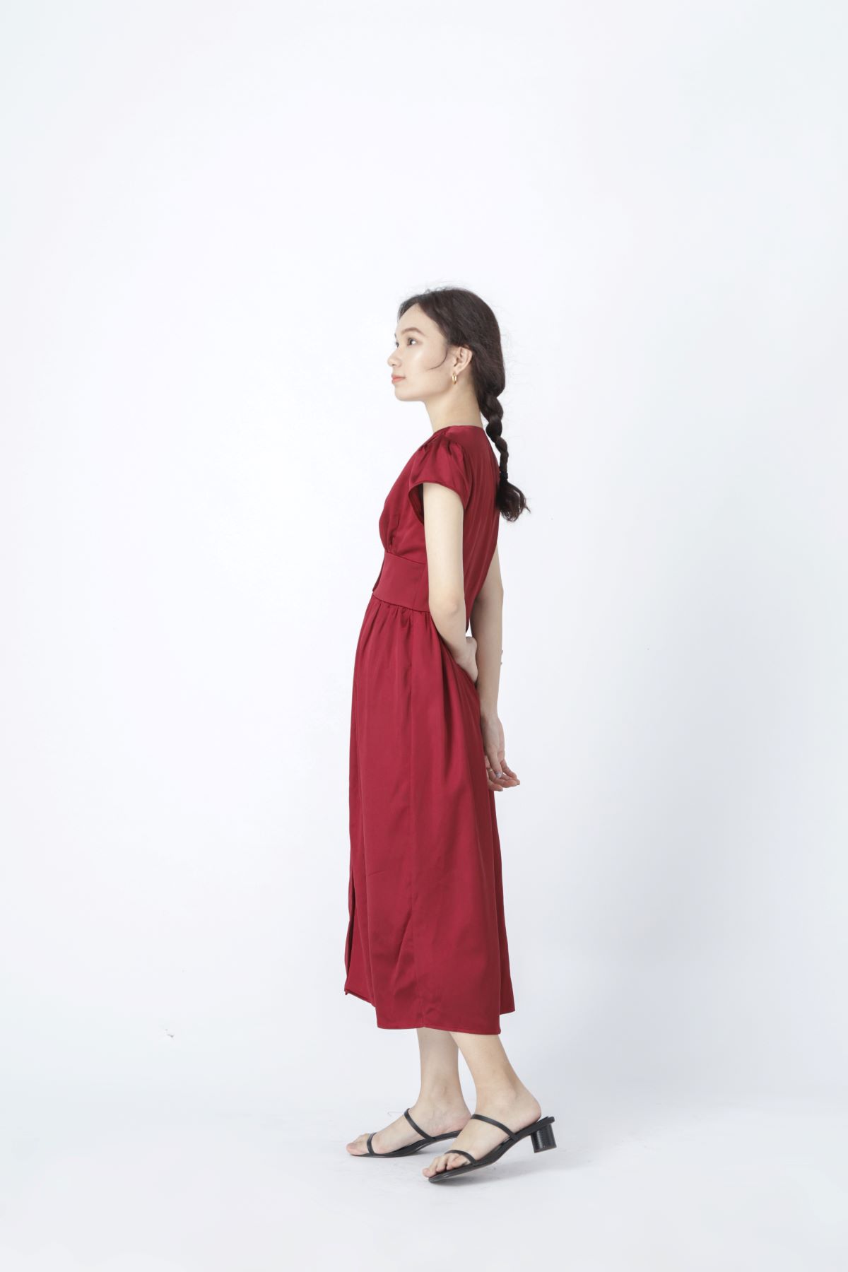 AOEM - RED SUNSHINE DRESS - ĐẦM LỤA ĐỎ TAY LỬNG
