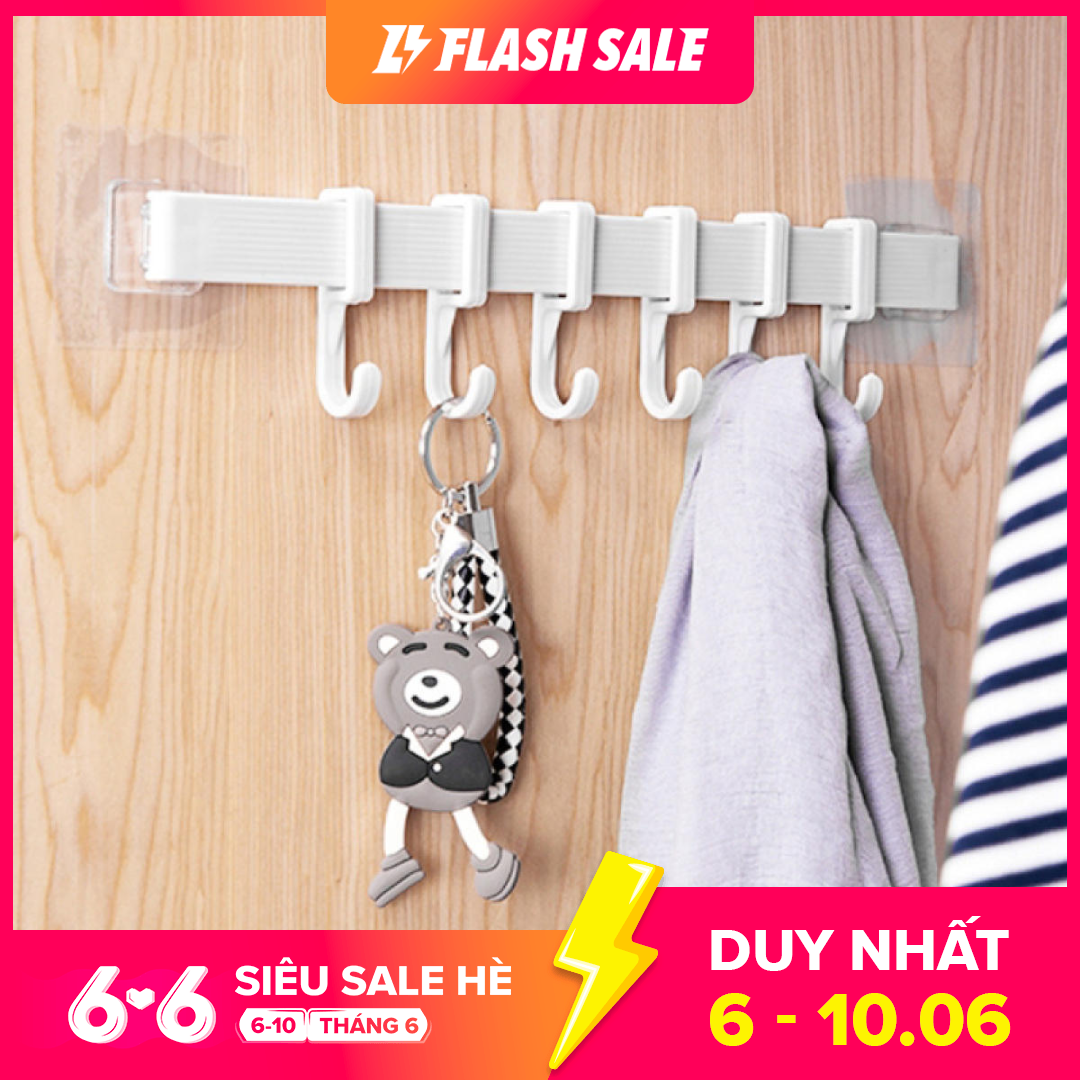 Thanh treo đồ 6 móc dán tường siêu chắc 9144