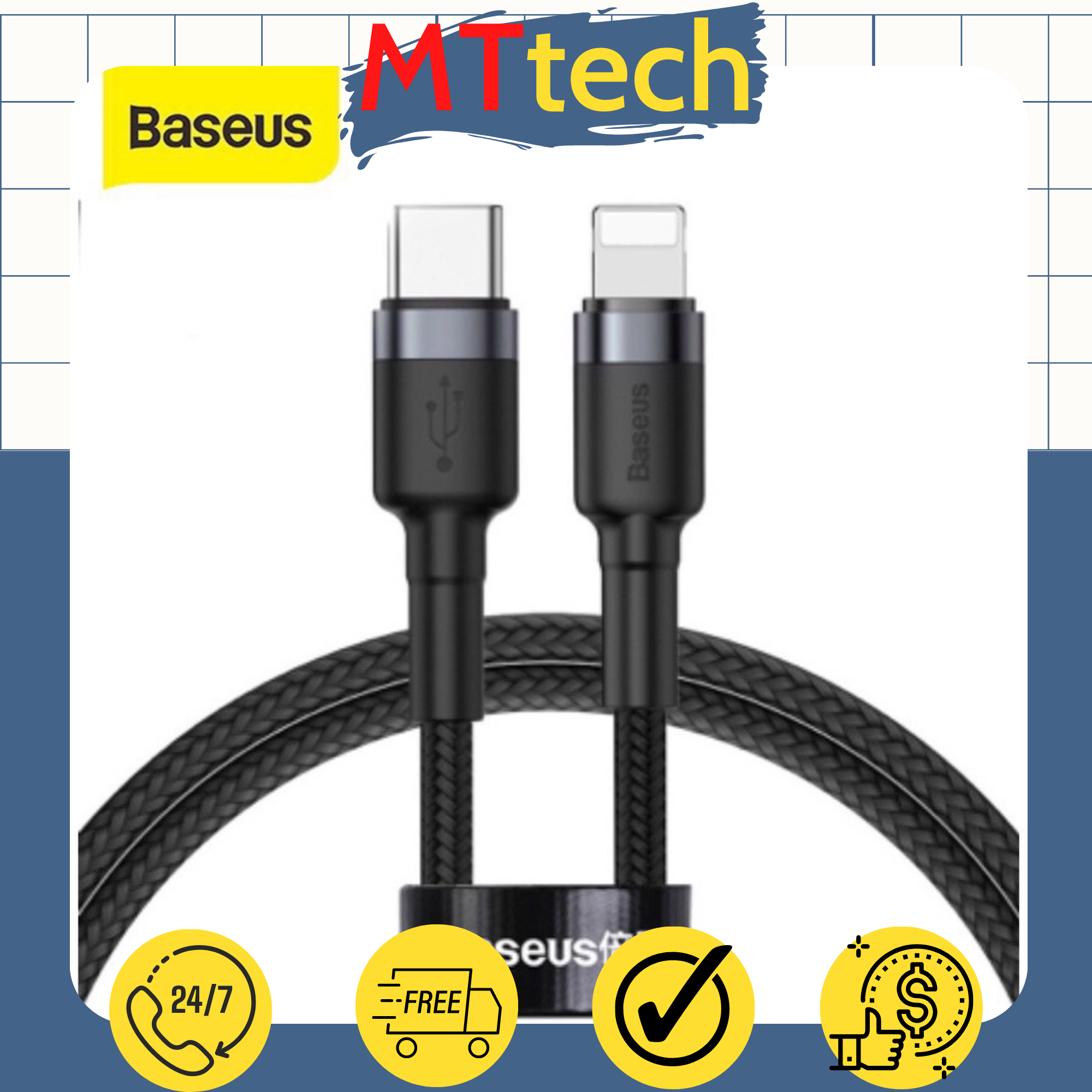 Cáp sạc nhanh Type C to Lightning Baseus Cafule PD 18W ( Type-C to Lightning Power Delivery Quick Charge & Data Cable ) - MTtech