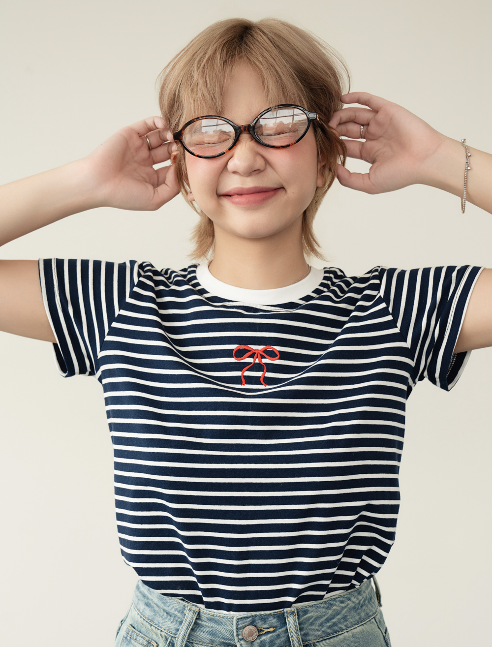 BLEUBIRD Áo phông cotton kẻ ngang Stripe Tee