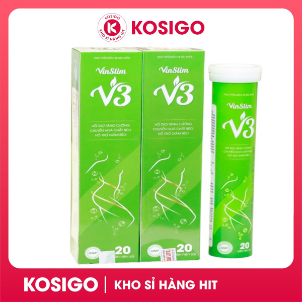 [3 tặng 1] VinSlim V3 - Sủi giảm cân chính hãng hộp 20 viên, sủi giảm cân cấp tốc, giảm béo giảm mỡ bụng - Kosigo