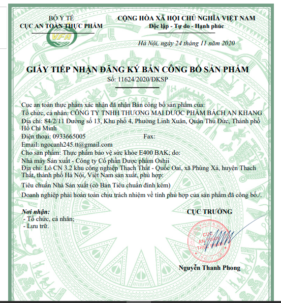 Vitamin e đỏ tinh dầu hoa anh thảo, thông đỏ E400 BAK