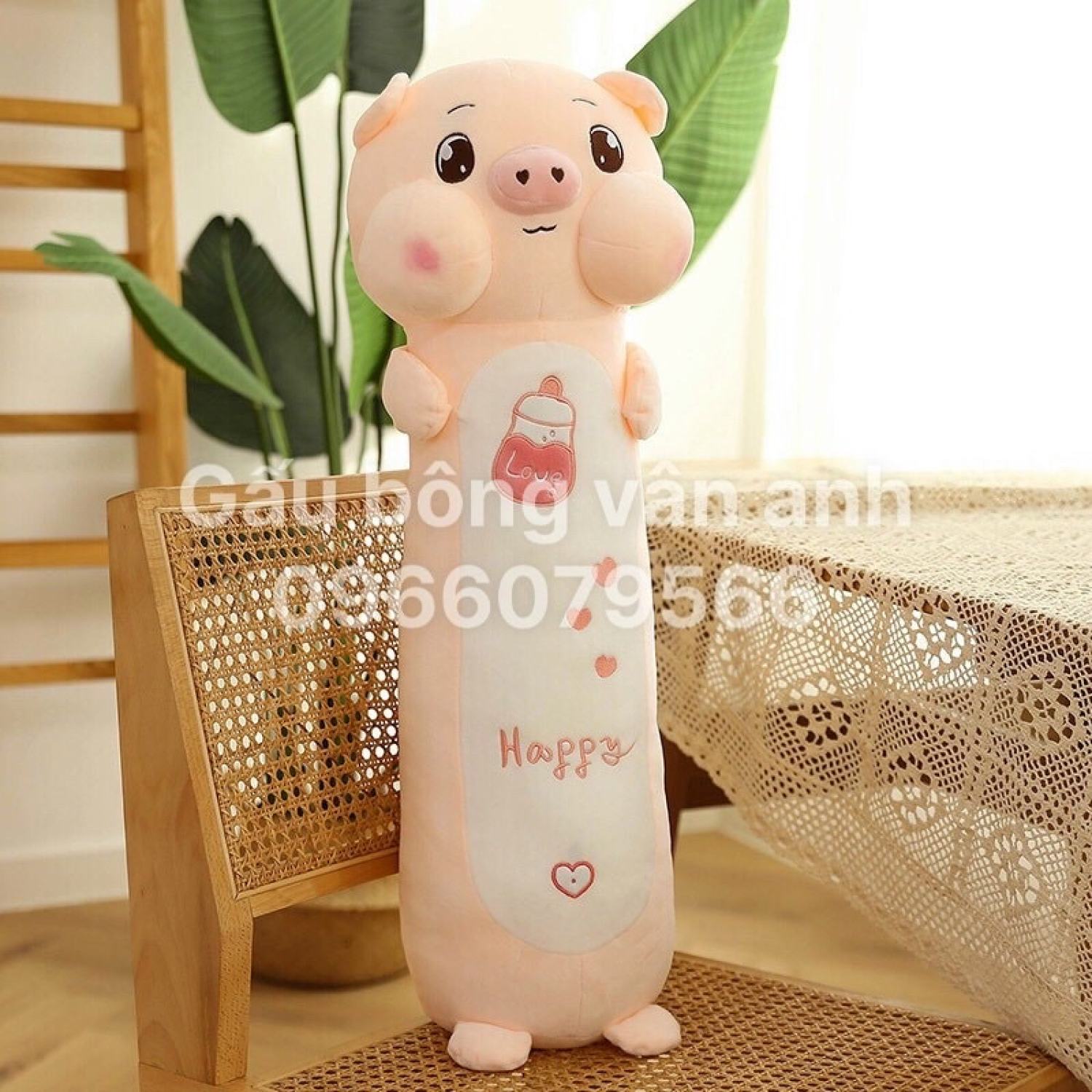 Gấu Bông Thỏ Má Phính, Gối Ôm Heo Má Phính, Hàng QC Siêu Mềm Mịn