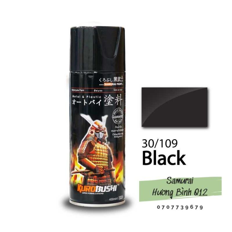 Sơn xịt Samurai màu Đen Bóng - 109 (400ml) (chịu được nhiệt độ lốc máy và có khả năng kháng xăng A92, A95)