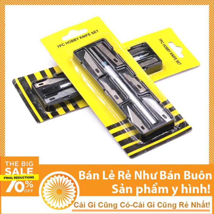Dao khắc trổ cán bạc kèm 6 lưỡi khắc trổ đa năng