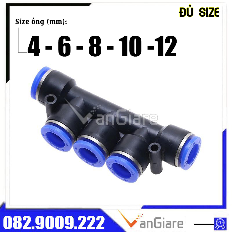 Đầu nối chia 5 ngã khí nén PK ống 4mm 6mm 8mm 10mm 12mm