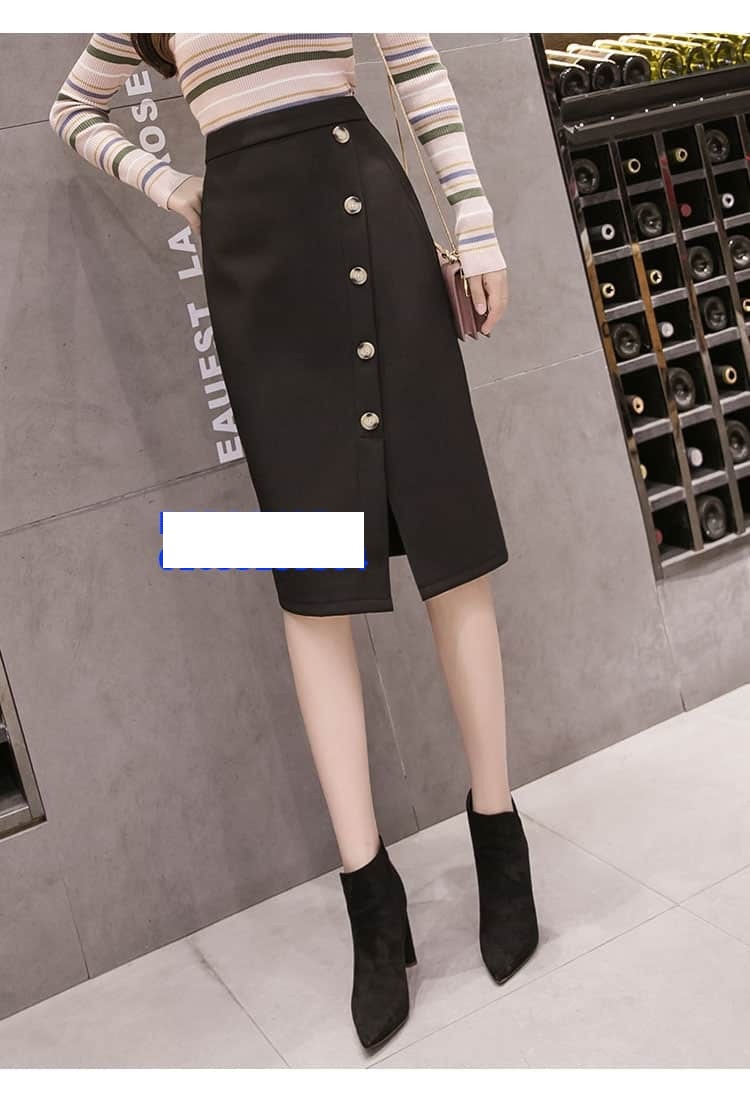 [HCM]Chân váy bút chỉ phối nút sang chảnh Helen