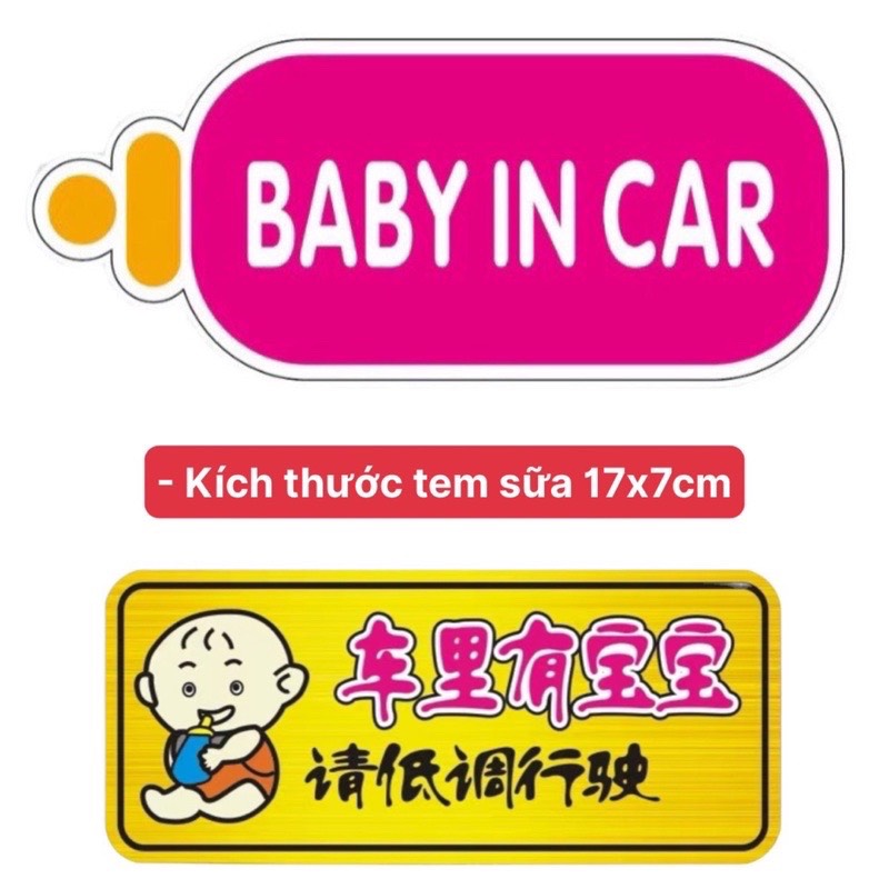 Tem/Miếng dán phản quang xe ô tô Baby In Car