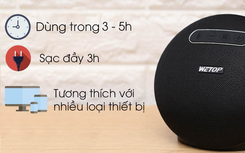 Loa Bluetooth Wetop A3 Đen ( 10W )