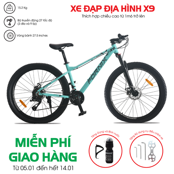 [Trả góp 0%] Xe đạp địa hình Fornix X9 - Vòng bánh 27.5 inch- Bảo hành 12 tháng (Tặng kèm Gọng và bình nước + bộ dụng cụ lắp ráp)