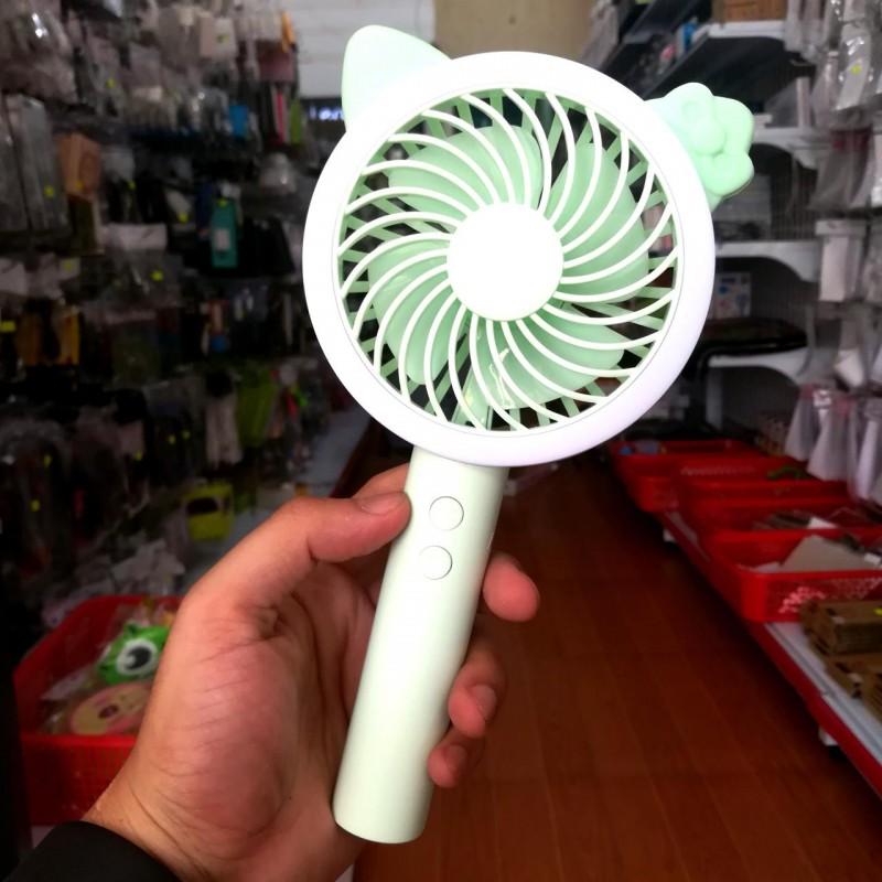 QUẠT MINI CẦM TAY CÓ ĐẾ [ 2 CHẾ ĐỘ GIÓ + LED] - CÓ DÂY SẠC