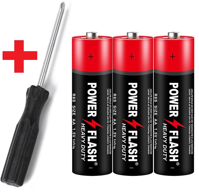 Bộ 3 Pin AA Power Flash - 1 Vít
