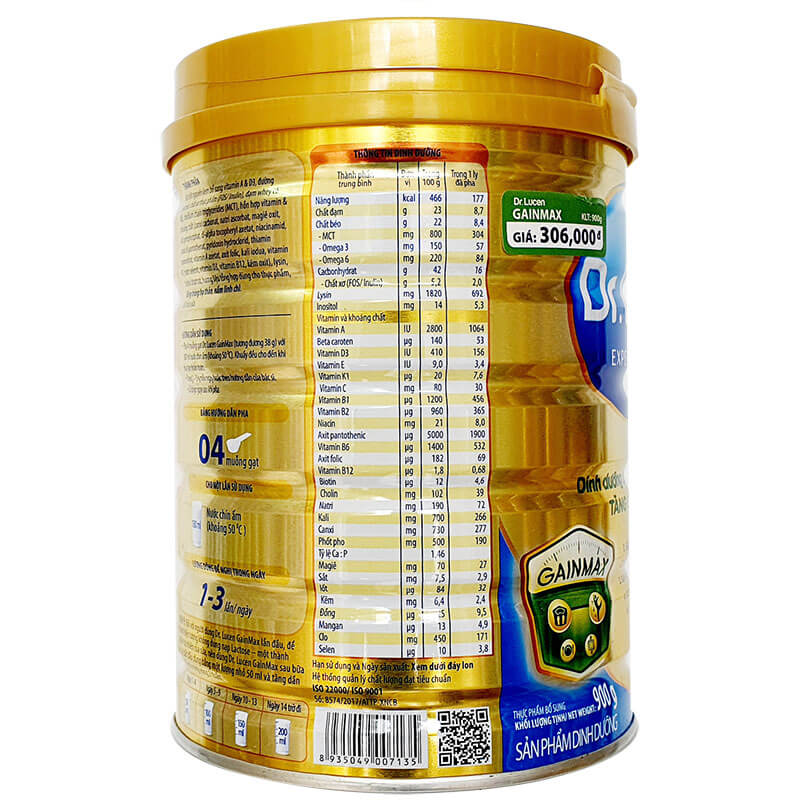 Sữa Bột Dr.Lucen Gain Max 900g date mới nhất
