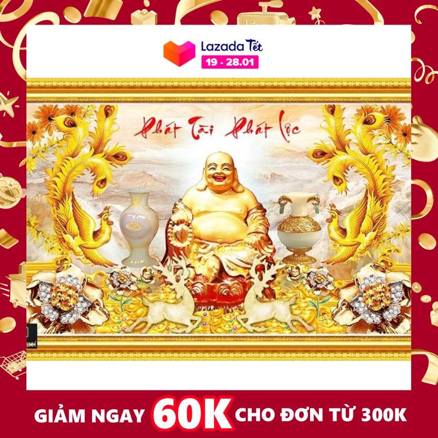 Tranh đính đá Phát tài phát lộc VS132 KT: 88cm x 53cm