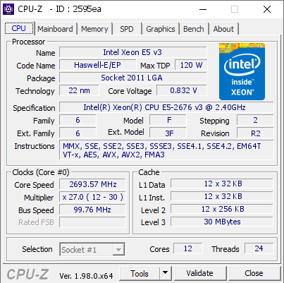 Intel Xeon E5 2676 v3