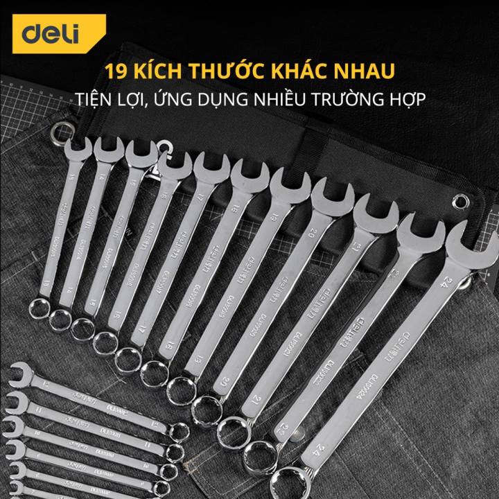 Cờ Lê Hai Đầu Đa Năng Deli Đa Dạng Kích Thước - Chất Liệu Cao Cấp Chống Mòn, Gỉ Sử Dụng Lâu Dài - DL130018 - Hình ảnh 4