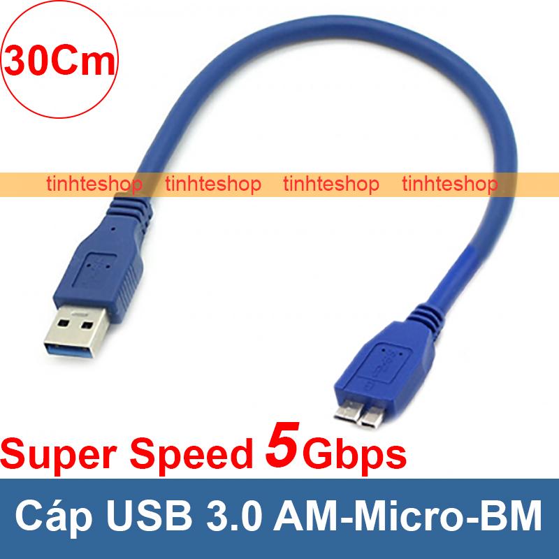 USB 3.0 cable for  removable hard drive - USB 3.0 AM to USB 3.0 Micro-BM short 30Cm
