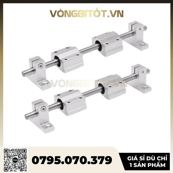 Bộ Thanh Trượt Tròn Trục 25 mm dài 1000mm (Gồm 2 thanh trượt tròn SC25 dài 1000mm + 4 Hộp SCS25 + 4 Kẹp SK25)