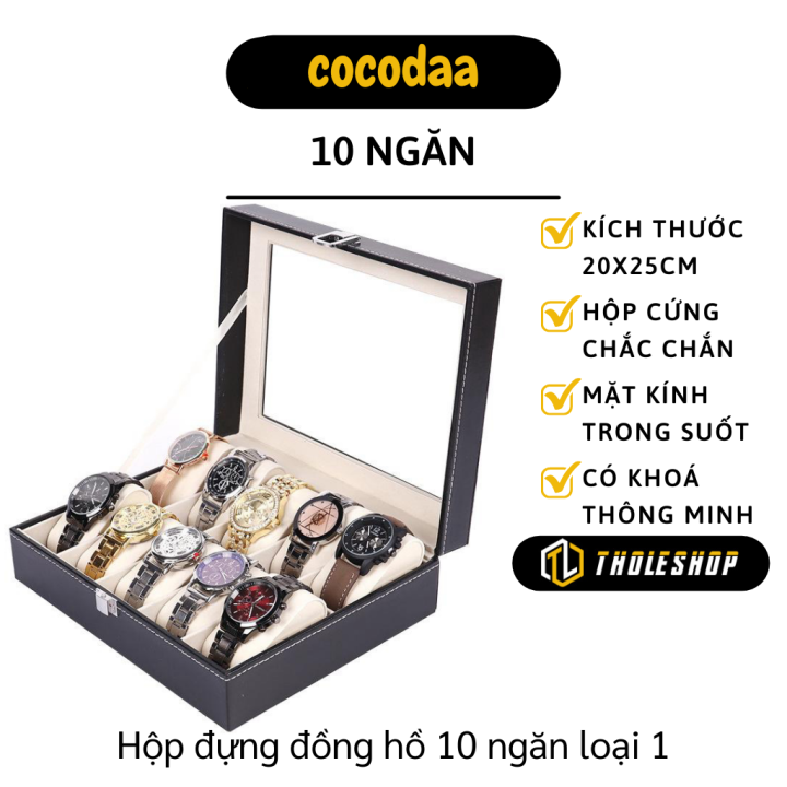 Hộp đựng đồng hồ 10 ngăn - Hộp bảo quản đồng hồ bằng da cao cấp - Hộp bọc da trưng bày đồng hồ 12 ngăn