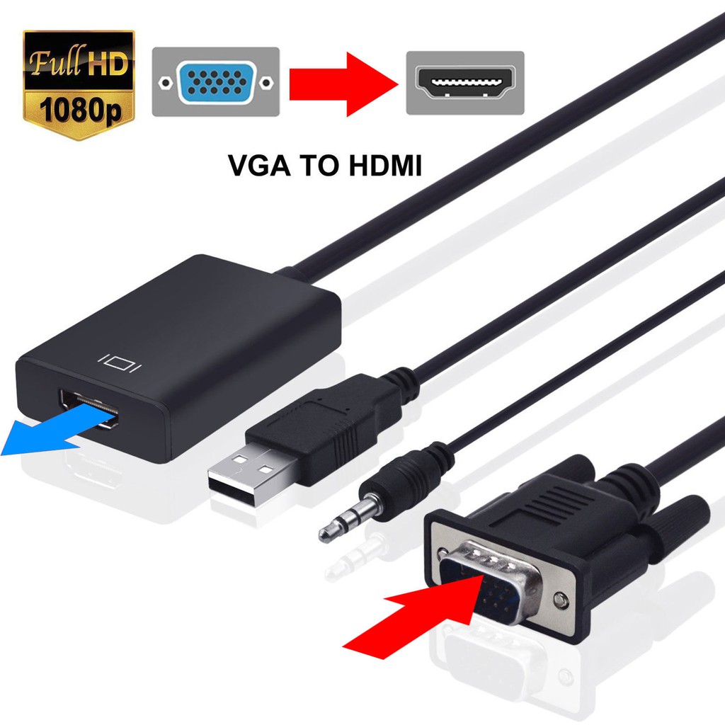 Bộ chuyển đổi VGA to HDMI có audio