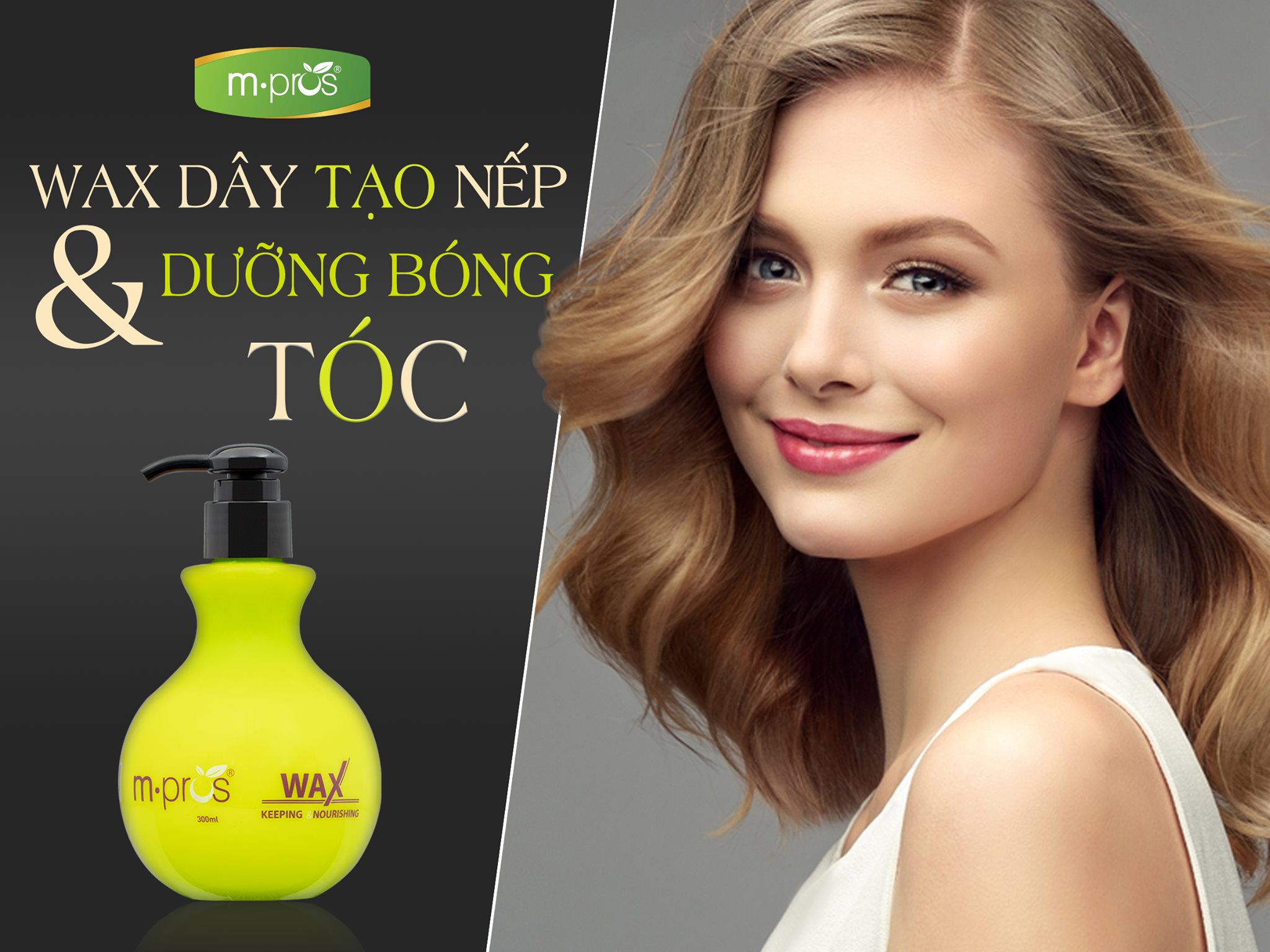 WAX DÂY TẠO NẾP & DƯỠNG BÓNG TÓC M.PROS 300ML [XANH CHUỐI]