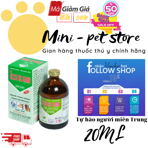 GLU KC BANMIN 20ML- TĂNG LỰC, TĂNG SỨC ĐỀ KHÁNG, HẠ SỐT, GIẢM ĐAU, TIÊU VIÊM TRÂU,BÒ, GÀ, VỊT, GIA SÚC, GIA CẦM( THUỐC THÚ Y VIỆT ANH) GLUCOKC # GLUCO KC # GLUCO K+C