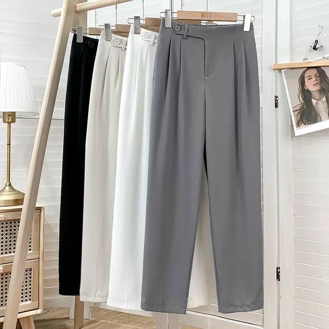 Quần baggy công sở cạp cao khuy lệch mã 888