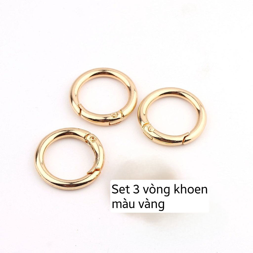 3 Vòng Khuyên Tròn, Móc Khoen Chùm Khóa Trơn Kim Loại Màu Bạc, Móc Chùm Chìa Khóa, Móc Đa Năng. TakyHome 5070