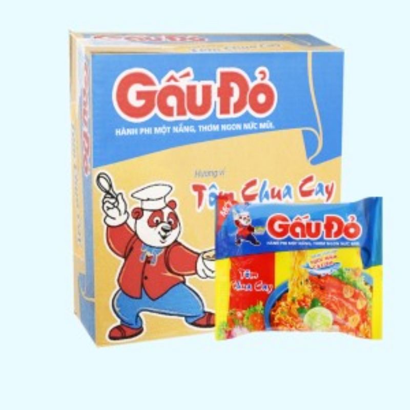 Thùng 30 gói mì Gấu Đỏ tôm chua cay 63g
