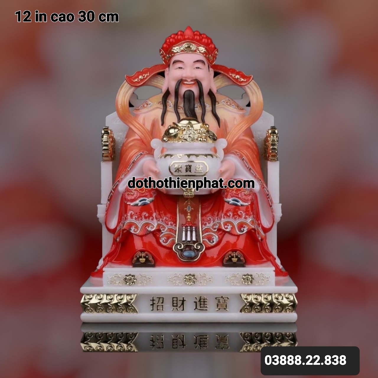 Ông thần tiền đá mẫu mới 12in cao 30 cm