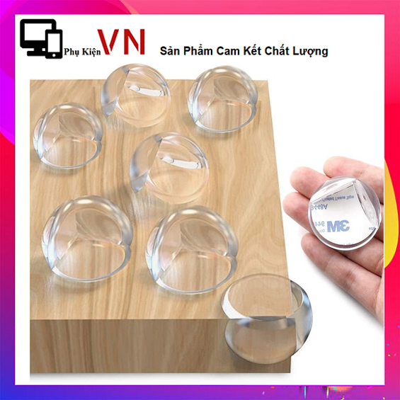 Bịt góc bàn silicon tròn , bọc cạnh bàn kính, cạnh tủ vuông bằng silicon an toàn cho bé - miếng bịt góc bàn silicon trong suốt [BỌC GÓC BÀN TRÒN] | Dụng cụ chặn & bịt góc