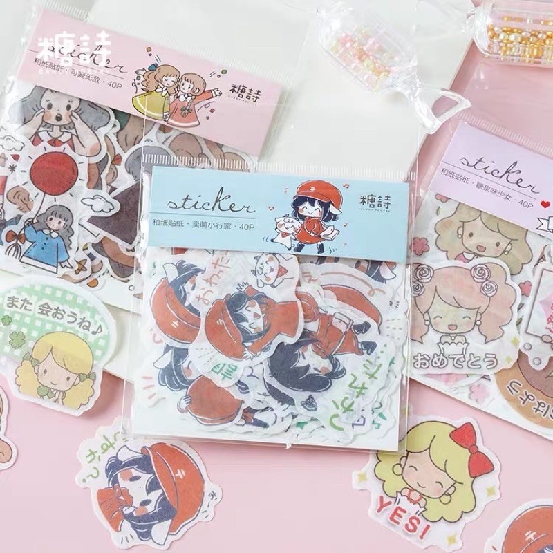 Gói 40 Pcs Stickers Dễ Thương Dùng Để Trang Trí Diy