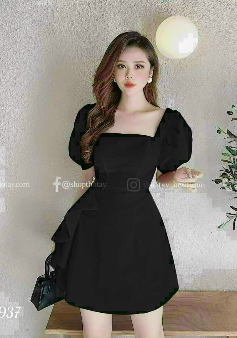 Đầm nữ vintage thiết kế dự tiệc, đầm nữ thiết kế xinh lung linh TH