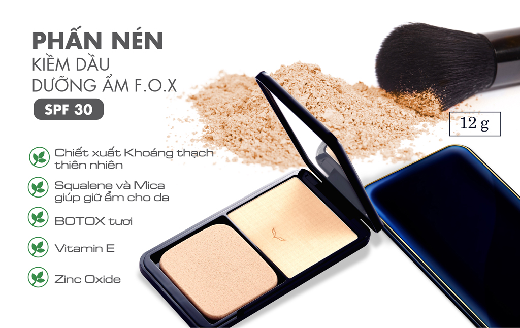 Phấn Nén Dưỡng Ẩm, Kiềm Dầu FOX Double Function Compact  12g - FOX Mỹ phẩm thiên nhiên