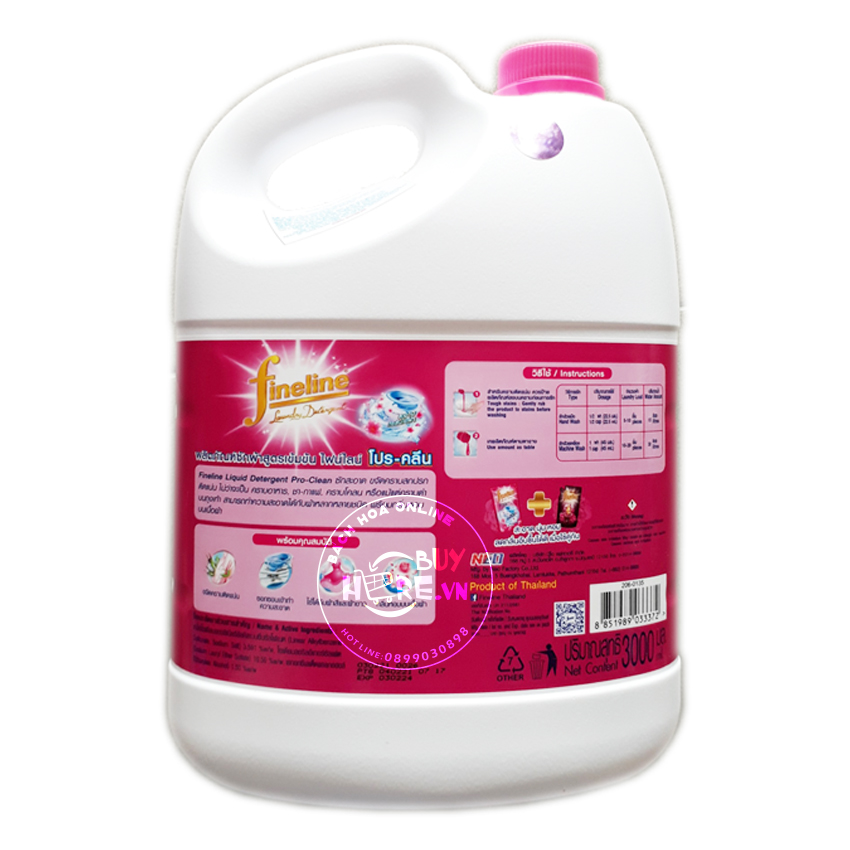 [HCM][Chính hãng] Nước giặt xả FineLine 3000 ml màu Đỏ đậm đặc - Thái lan [Hàng Auth - Chọn màu]