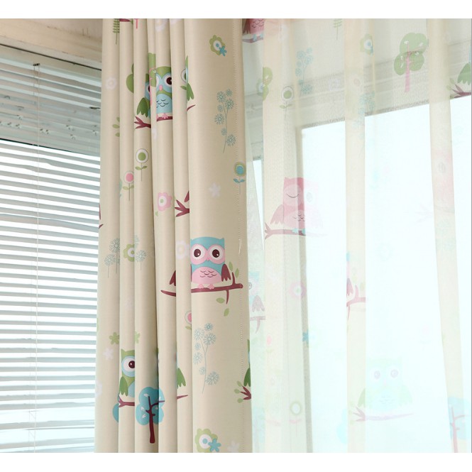 Rèm cửa họa tiết chim cú (nhiều kích thước)