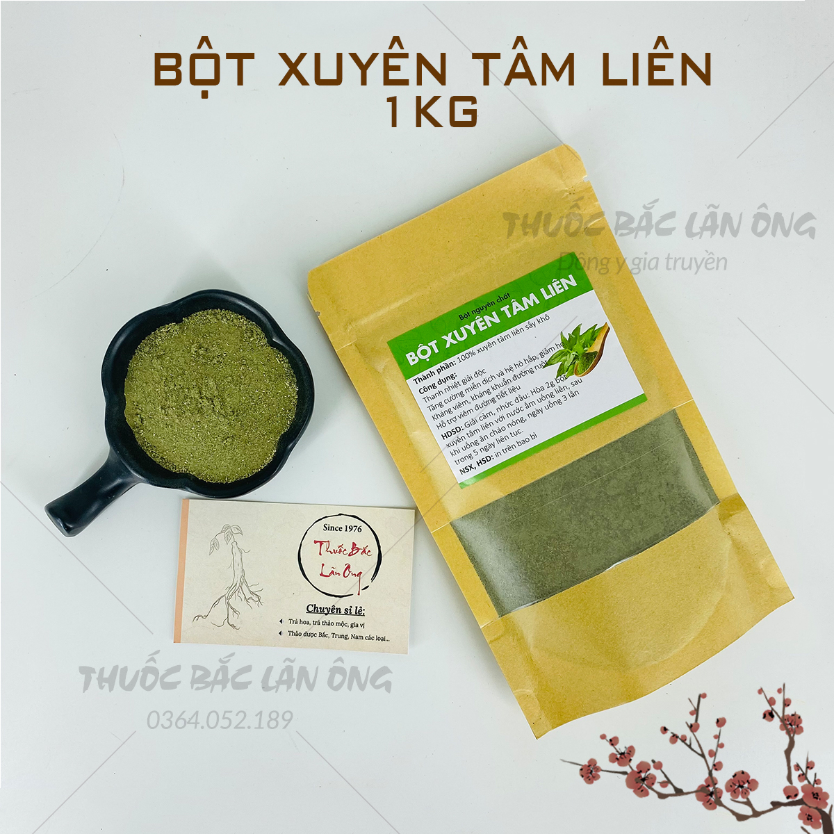 Bột thảo mộc xuyên tâm liên 1kg