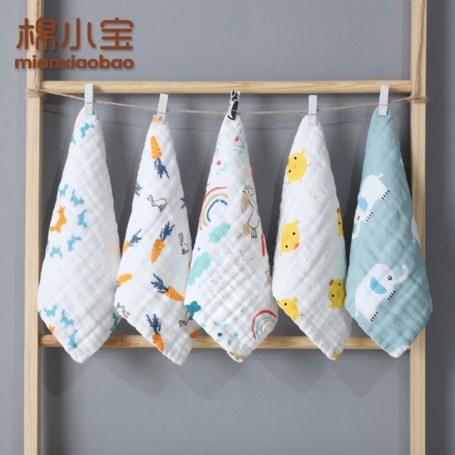 Khăn sữa, khăn mặt xô sợi tre 6 lớp 30x30cm siêu mềm, siêu thấm cho bé