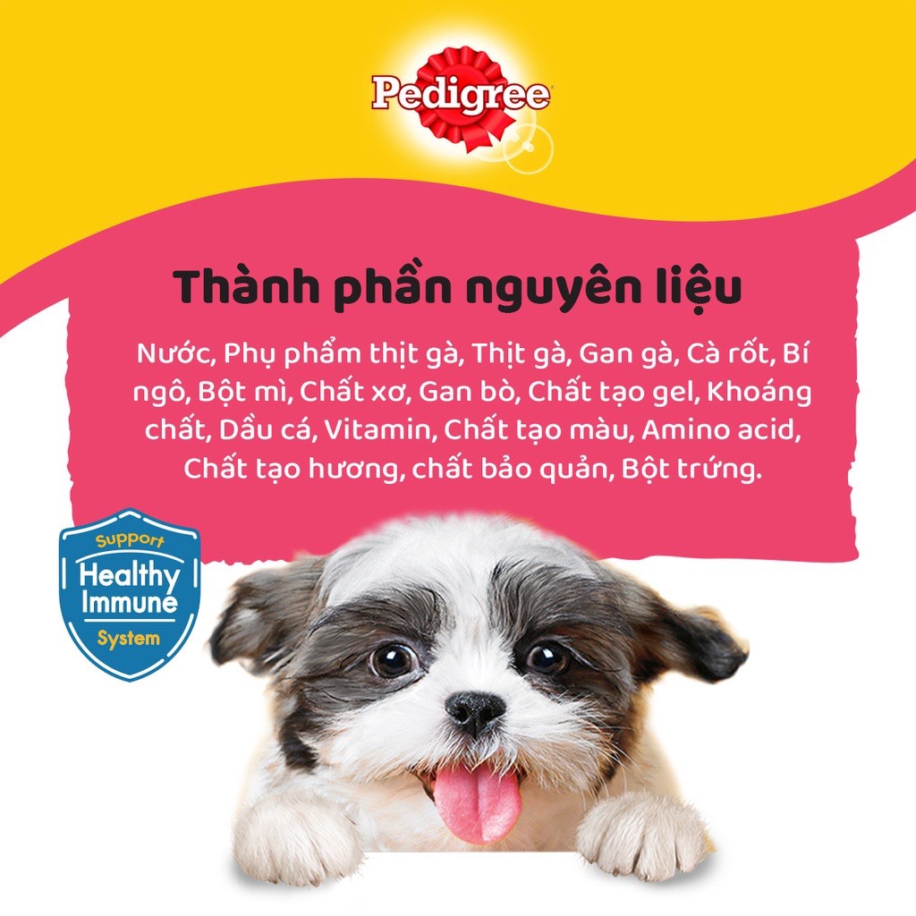 Thức ăn Pate cho chó con PEDIGREE dạng sốt vị bò, trứng và rau 80g